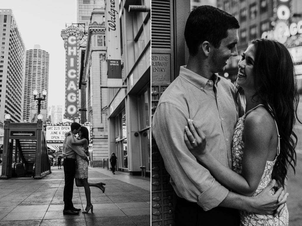 chicago riverwalk engagement, chicago engagement, chicago engagement photography, chicago engagement photographer, candid chicago photographer, unique chicago engagement photographer, chicago theatre engagement