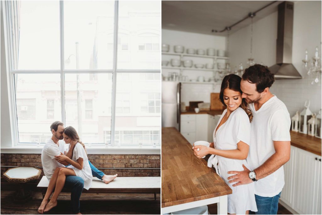 chicago home engagement, chicago engagement photography, chicago engagement photographer, dl loft, at home engagement