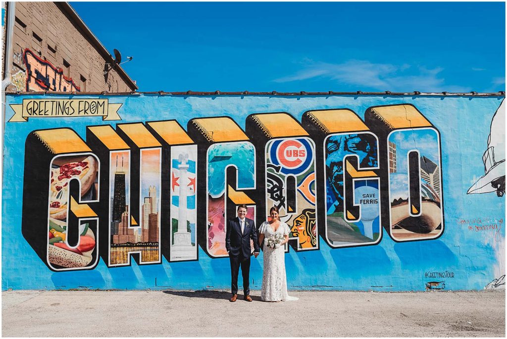 greetings from chicago wedding photo