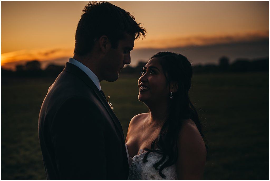 golden hour wedding photo