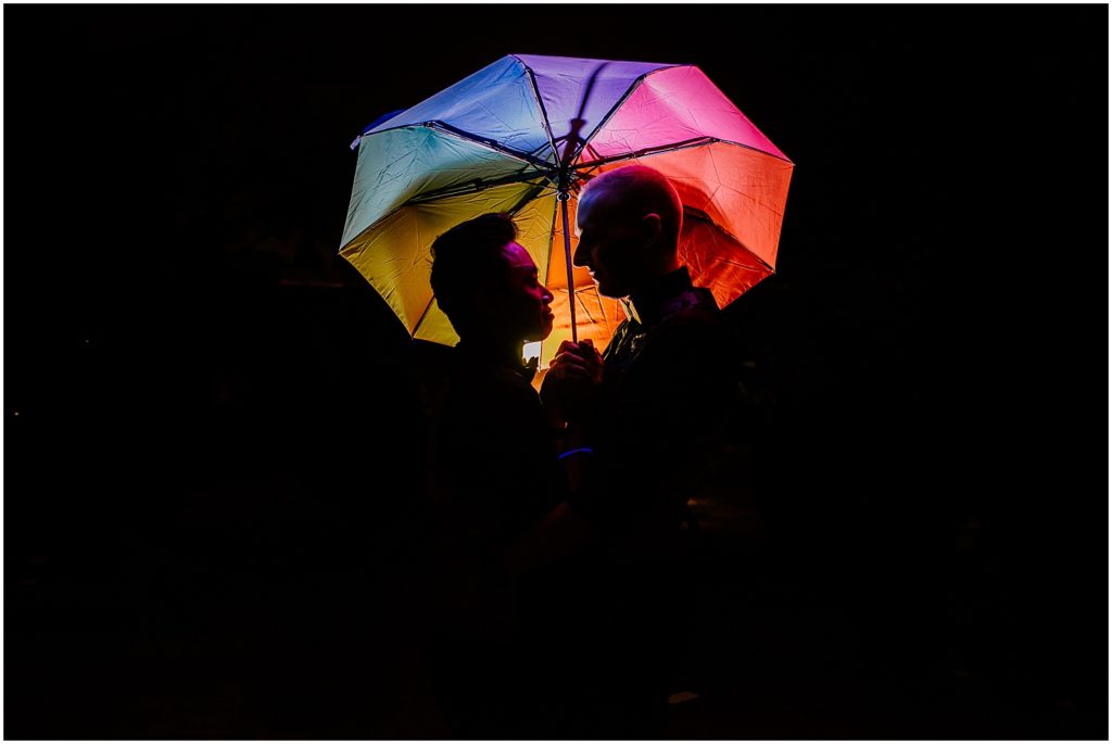 rainbow umbrella gay wedding
