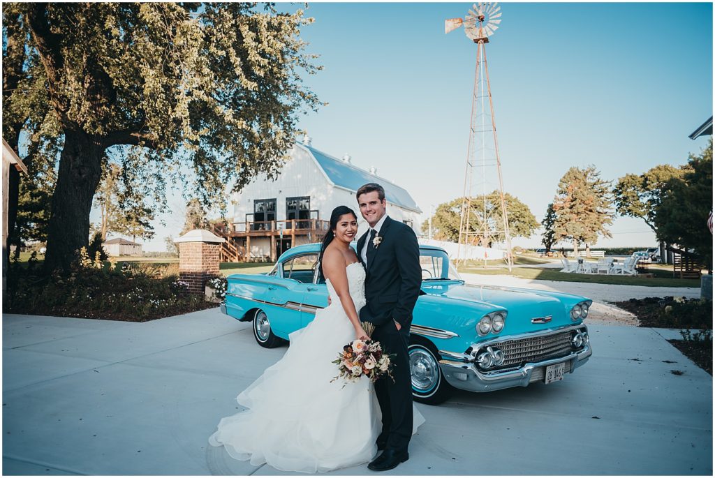 route 58 rental, classic car wedding, classic car bride groom