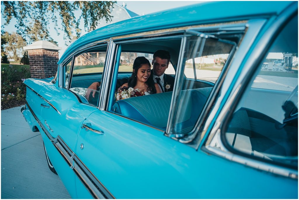 route 58 rental, classic car wedding, classic car bride groom