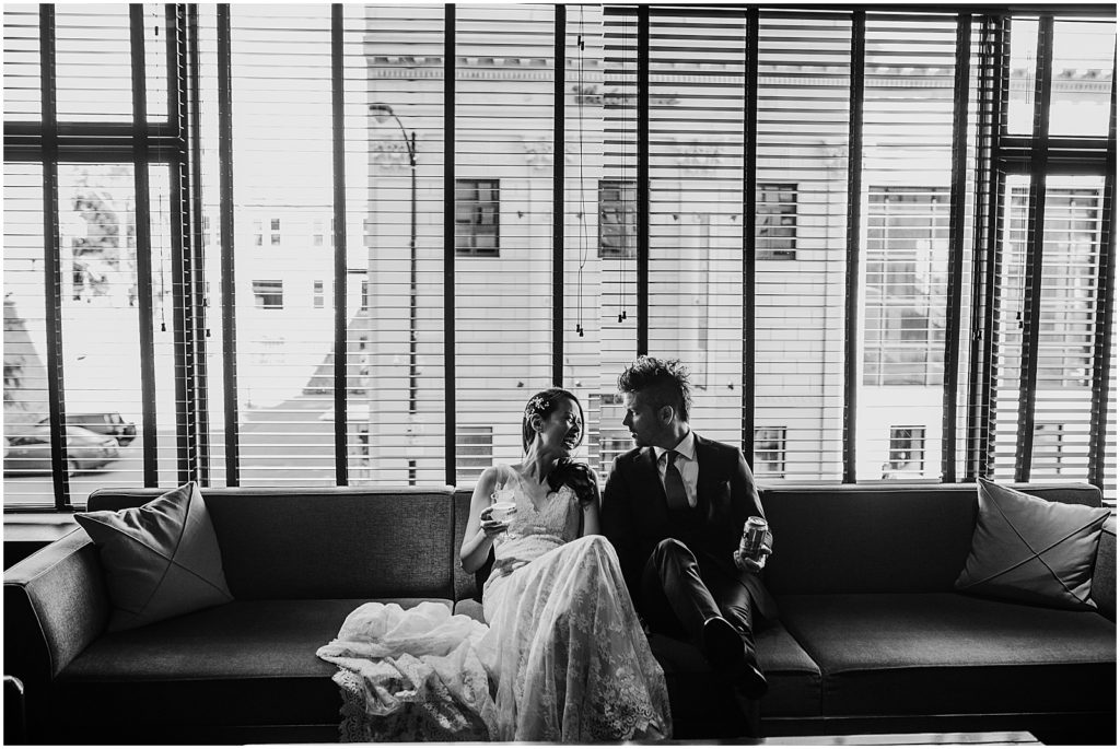 bride and groom candid moment at the Robey Hotel Chicago