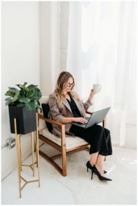 woman working on laptop