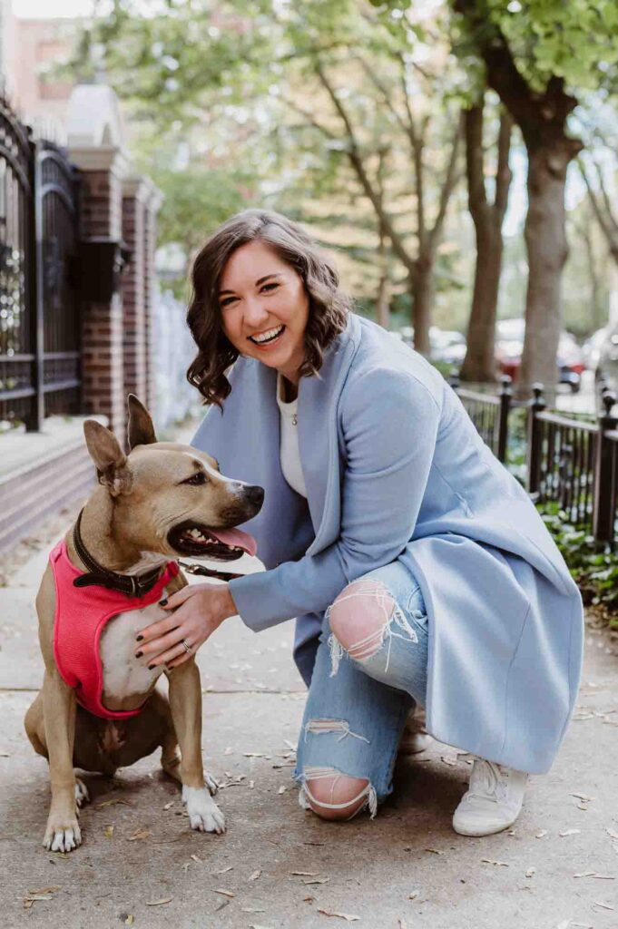 Smiling girl with dog